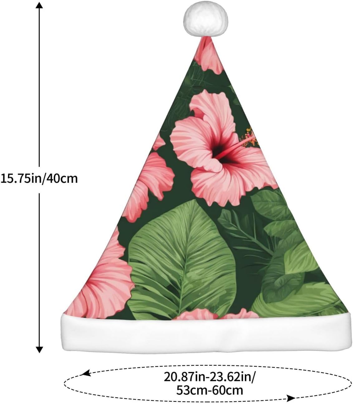 QINZHENG Velvet Santa Hat with Hibiscus Flowers Print