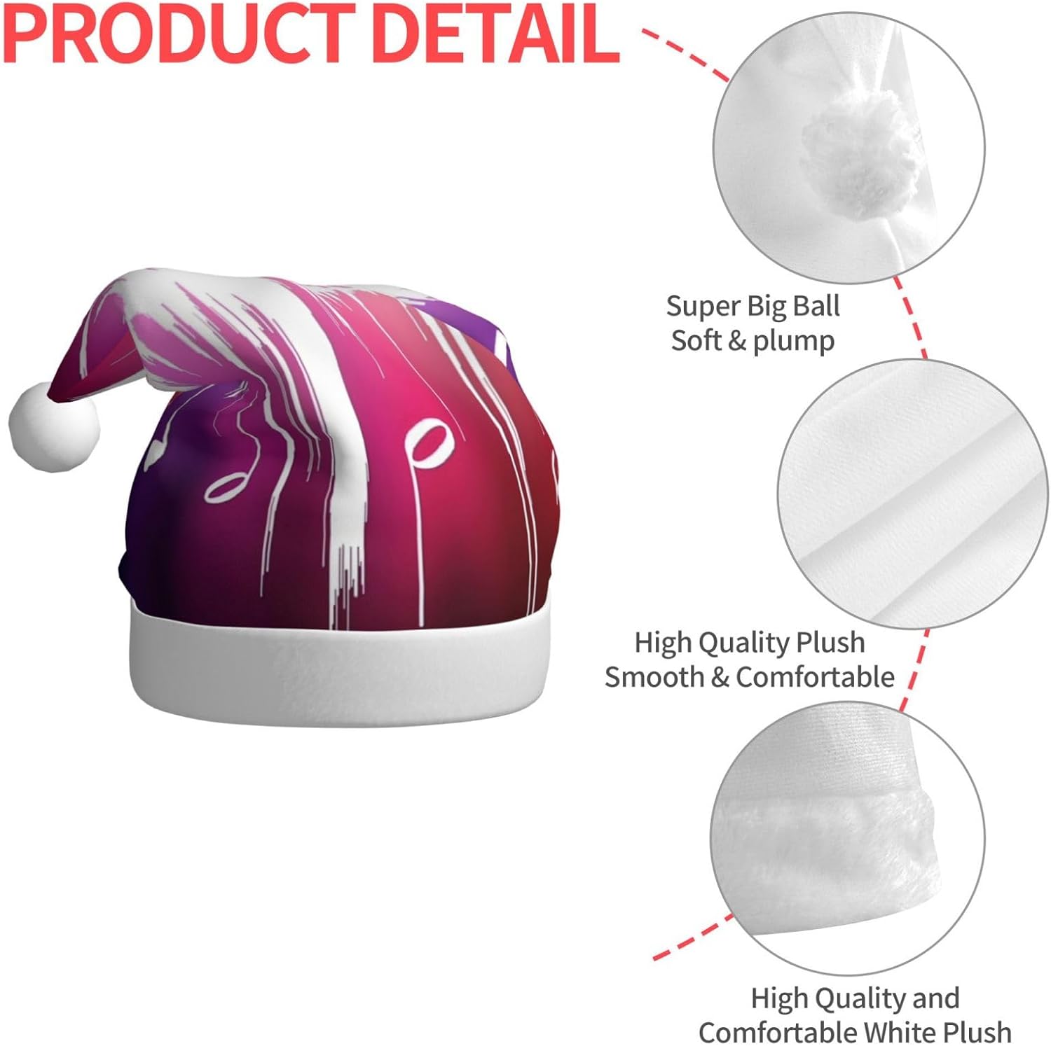 QINZHENG Personalized Santa Hat with Music Notes Design
