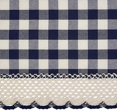 Farmhouse Curtains Buffalo Plaid Swag Pair Navy Blue