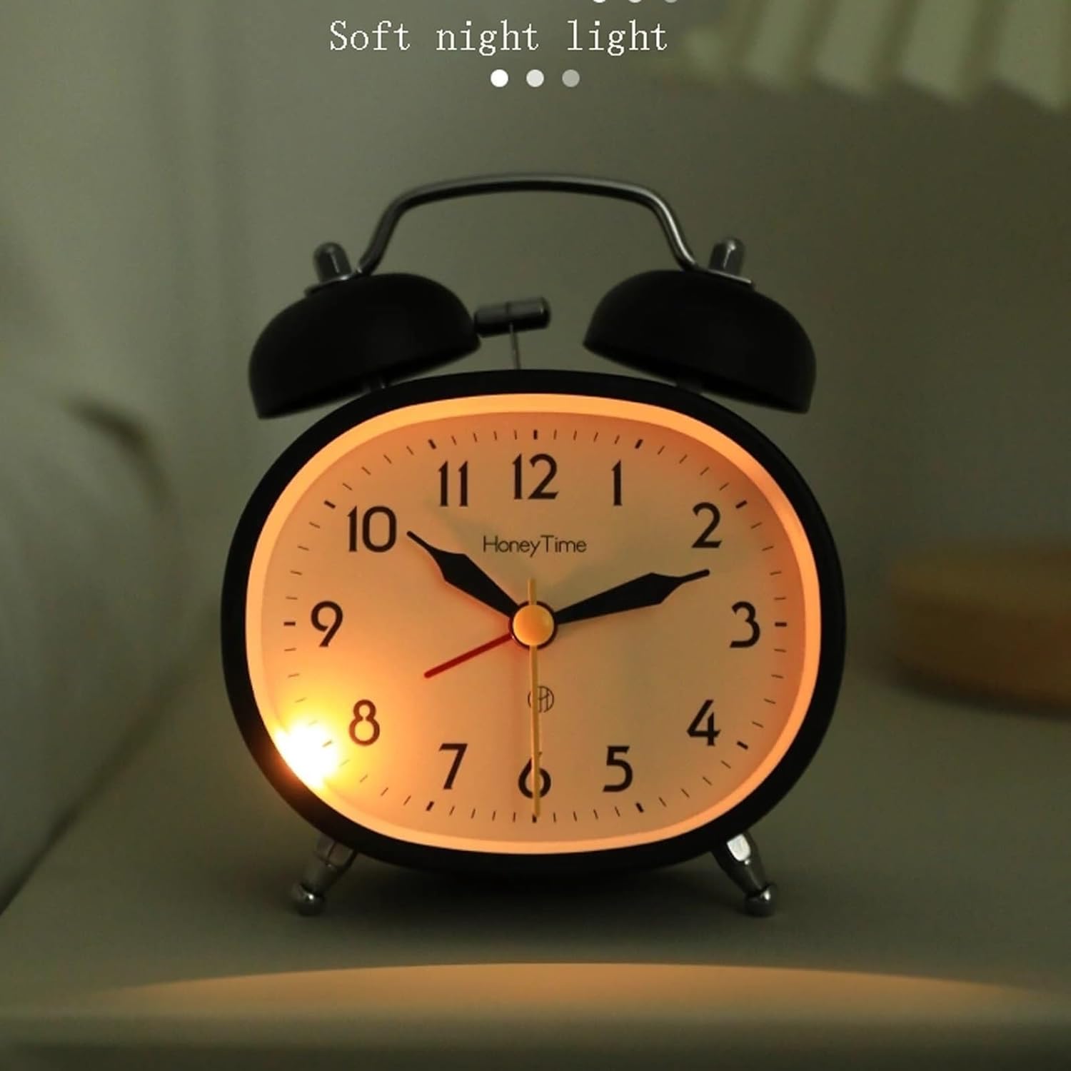 4 Inch Double Bell Alarm Clock with Backlight and Retro Style