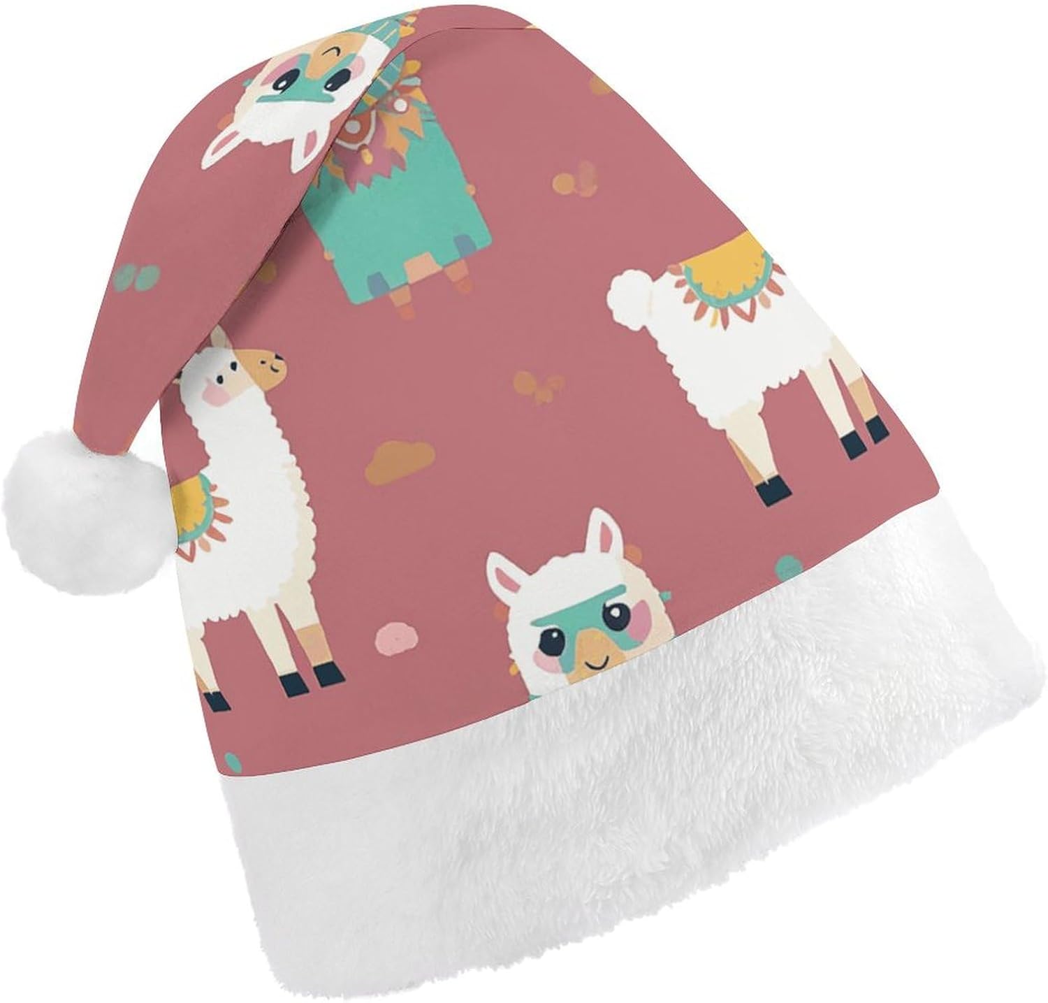 Santa Hat Cute Llama Pattern Christmas Headwear