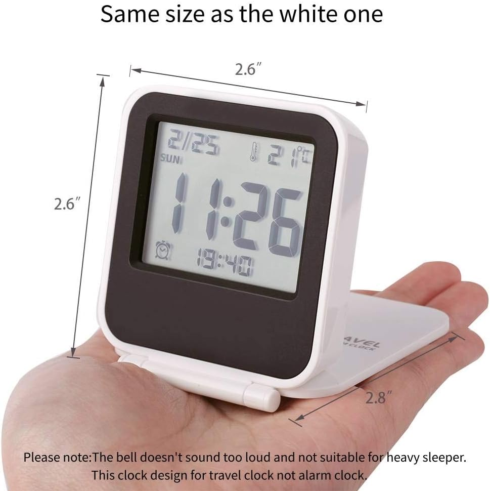 Compact Digital Travel Alarm Clock with Night Light and Folding Design