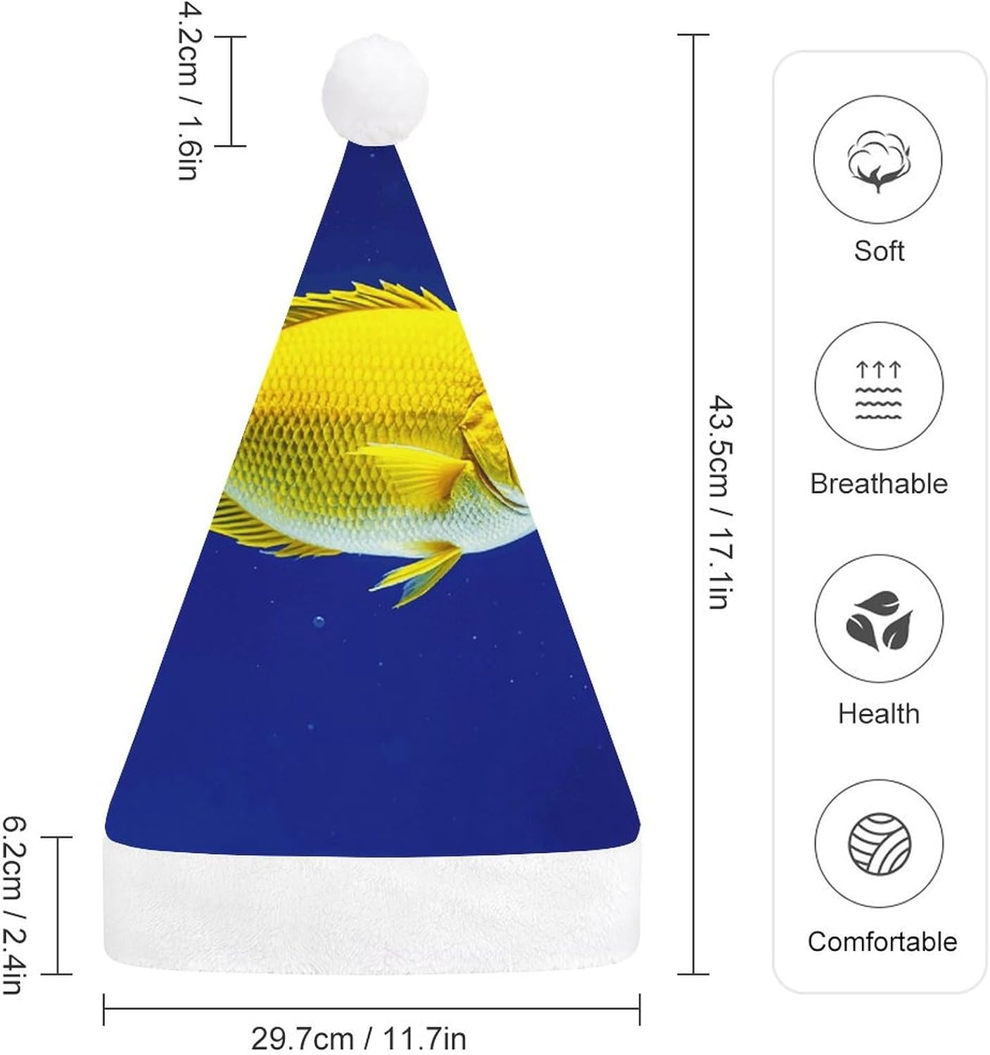 Santa Hat Fly Yellow Fish Christmas Hat Adult