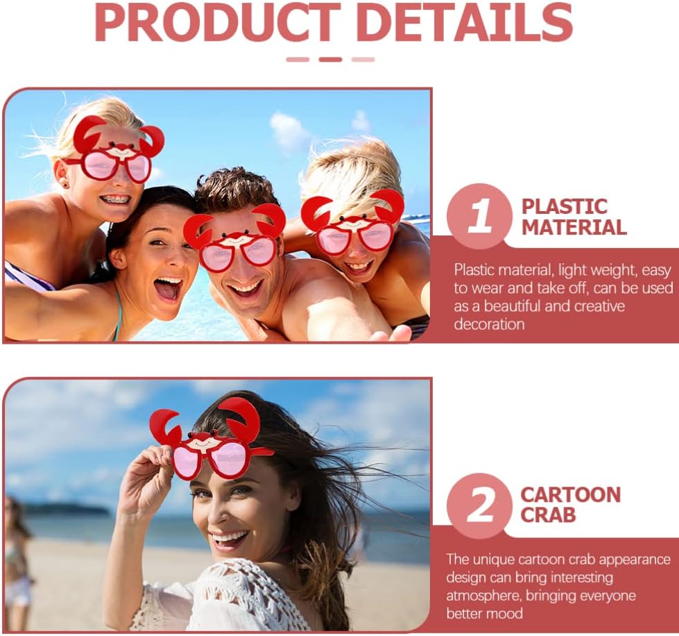 PRETYZOOM 3 Pcs Funny Crab Sunglasses for Parties