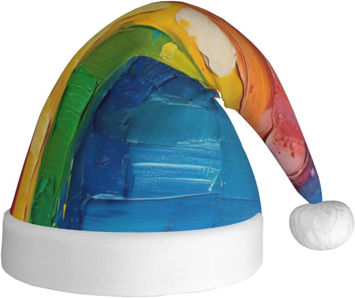 QINZHENG Personalized Santa Hat with Rainbow Print