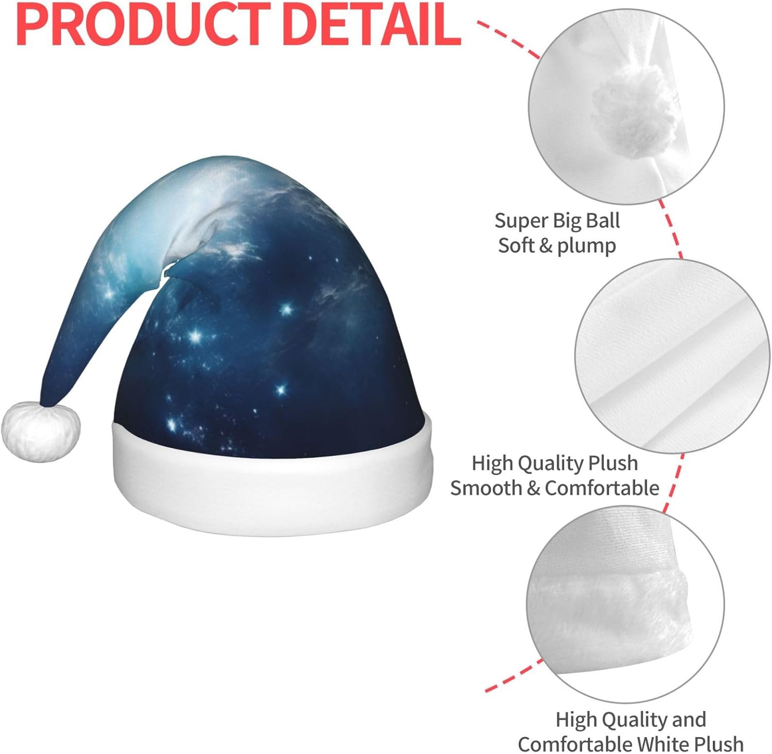 Galaxy Print Christmas Santa Hat for Kids Plush Funny Party Hat