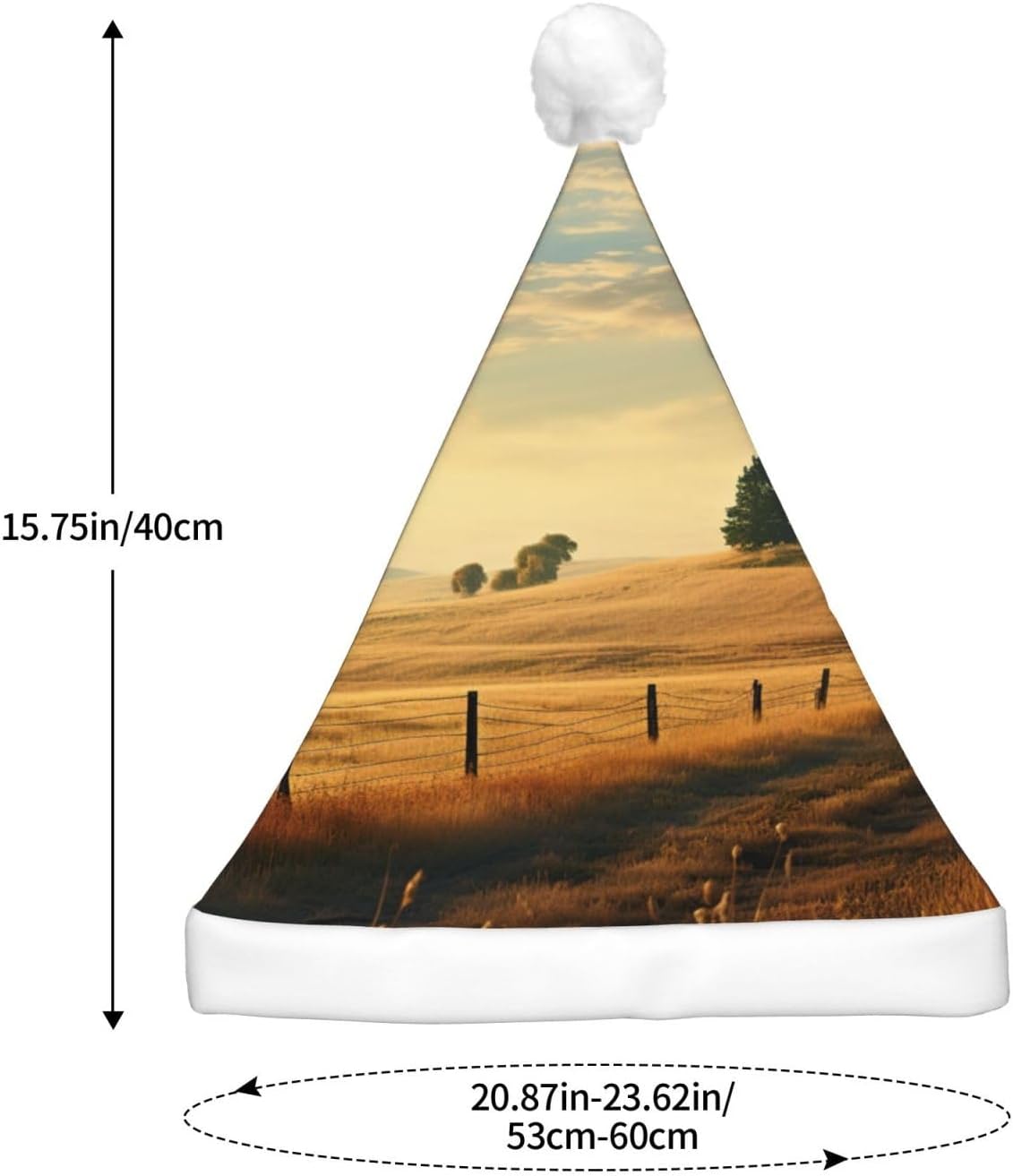 Country Lifestyle Print Christmas Santa Hat Plush Light Up for Adult