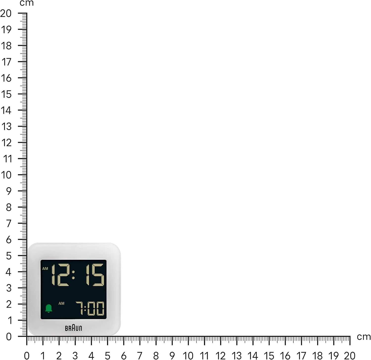 Braun Digital Travel Alarm Clock with Snooze and Negative LCD Display