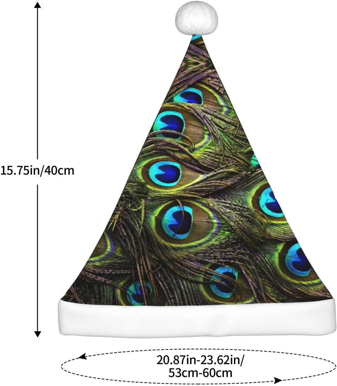 QINZHENG Peacock Print Santa Hat Christmas Gift for Women