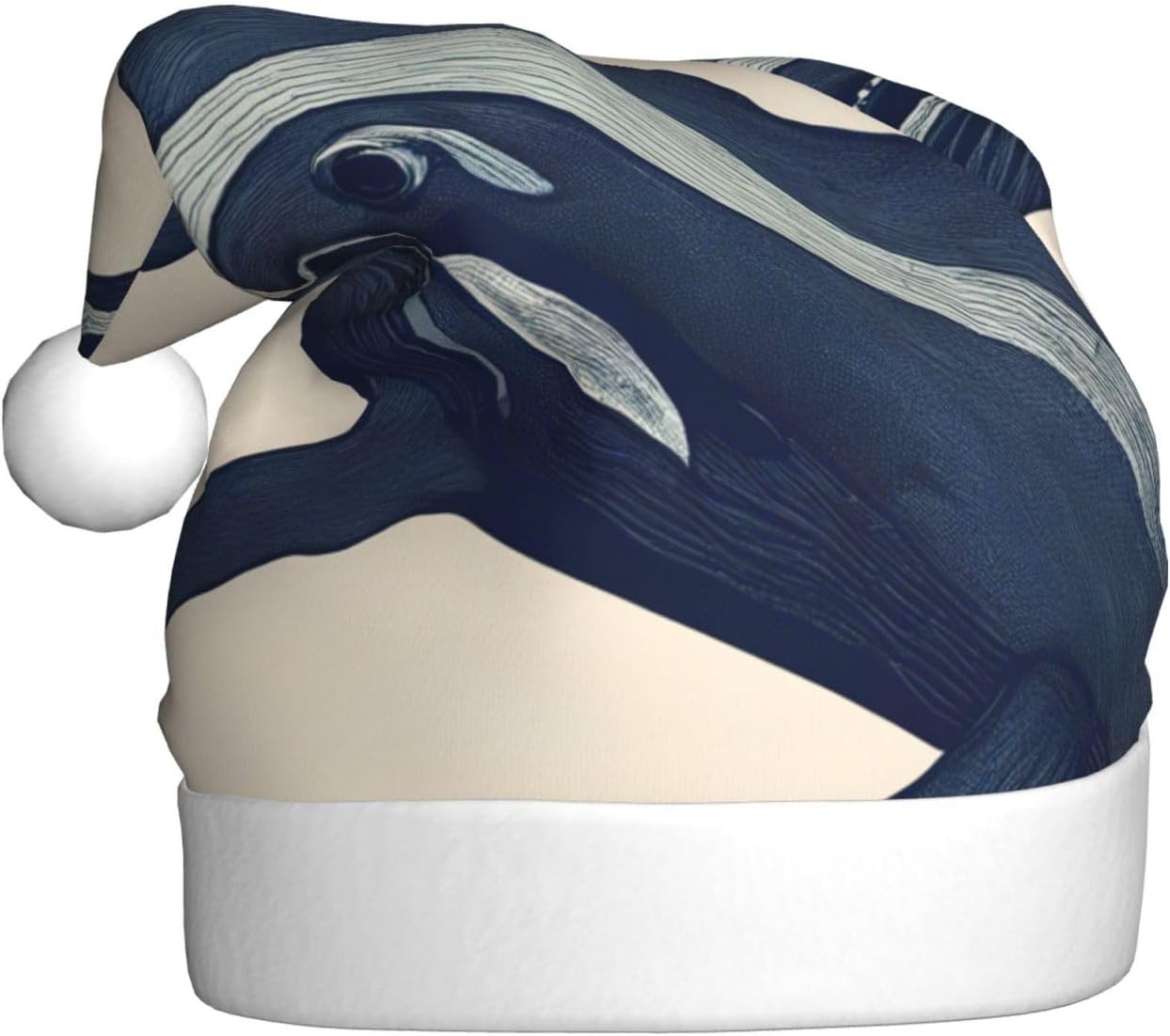Whales01 Print Christmas Santa Hat Plush for Adults