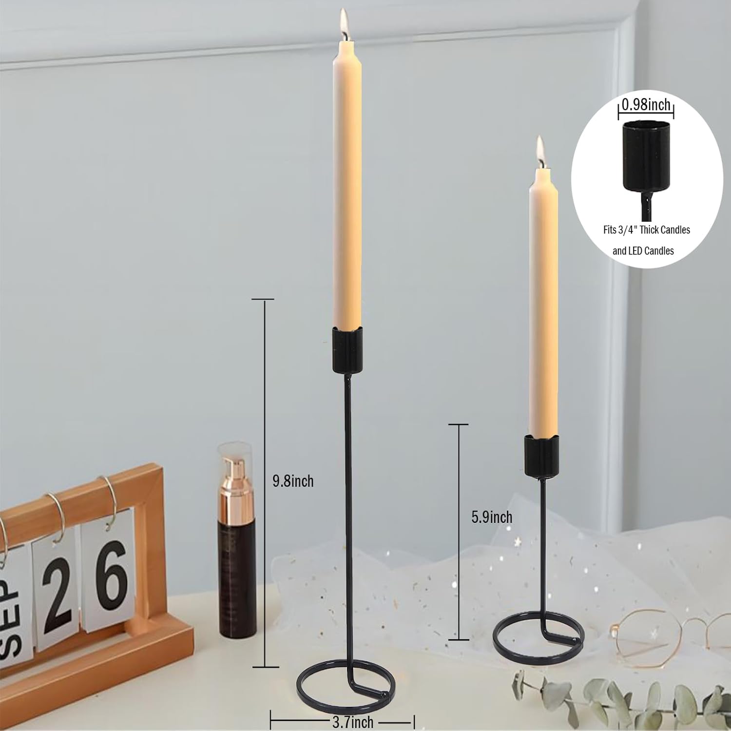 Black Brass Taper Candlestick Set of 6