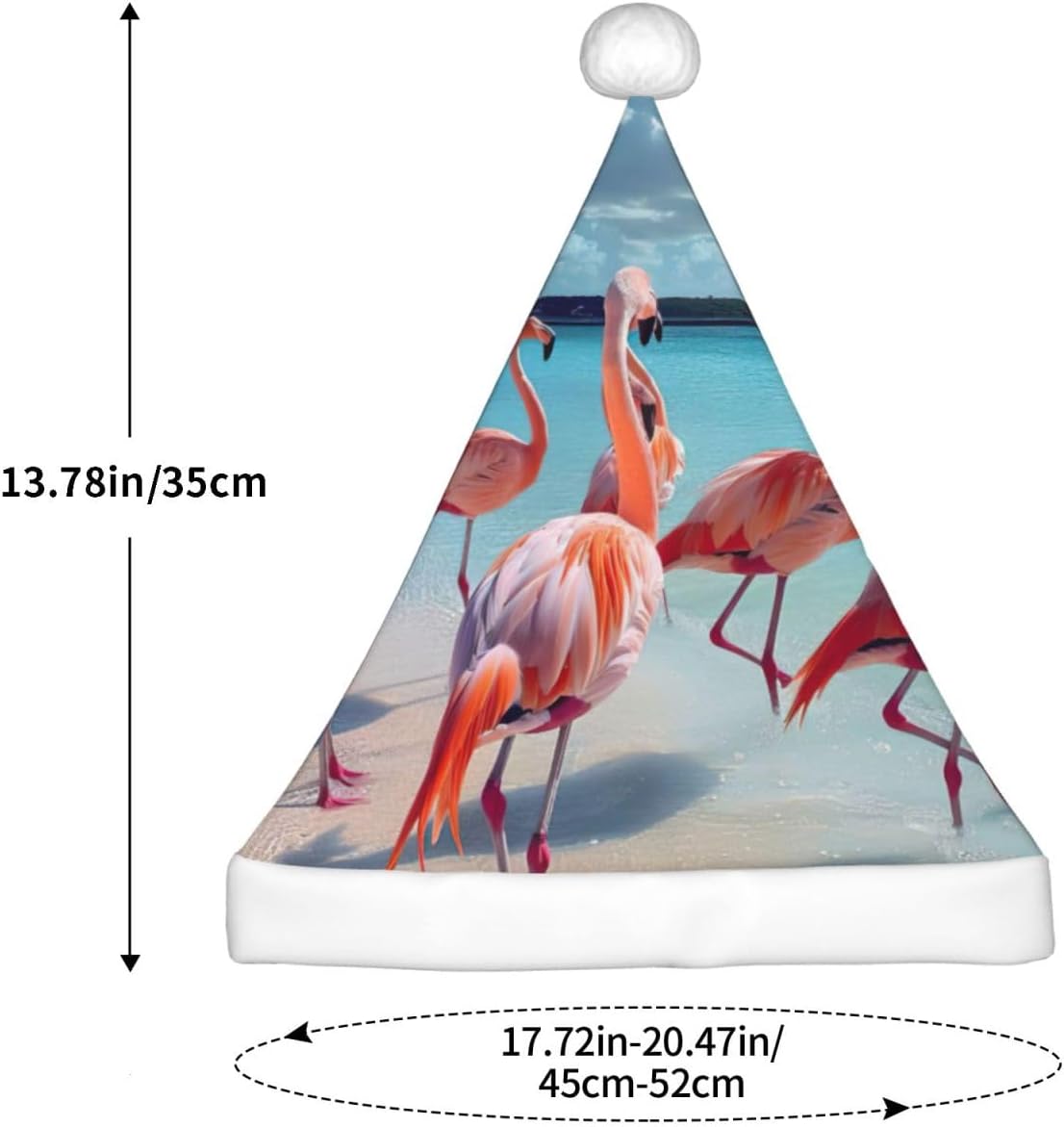 Flock of Pink Flamingos Christmas Santa Hat with Plush Rim