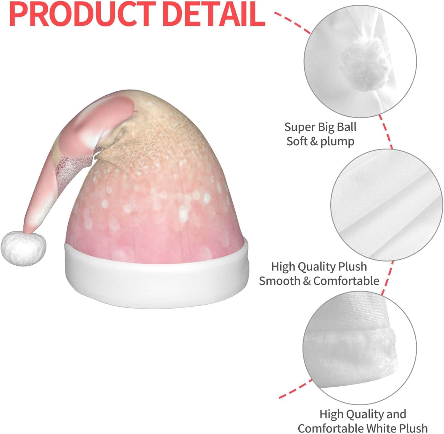 Pink Glitter Balloon Print Santa Hat Small Size