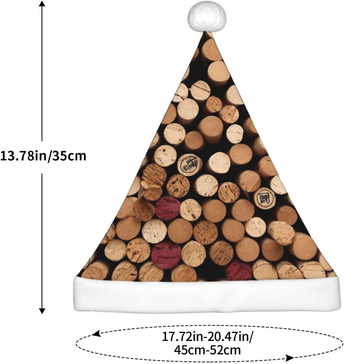 Neat Wine Cork Print Santa Hat Small Size