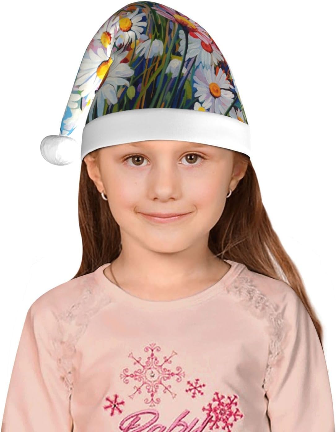 Summer Floral Daisies Christmas Santa Hat Small Plush