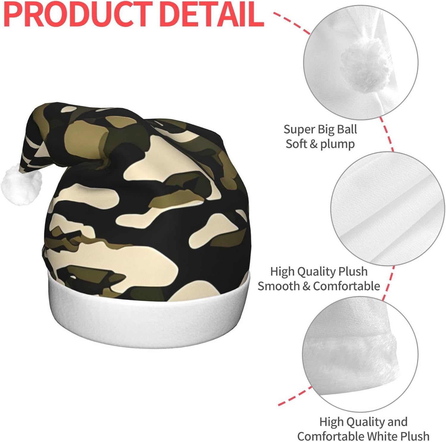 Camouflage Print Light Up Santa Hat for Adults