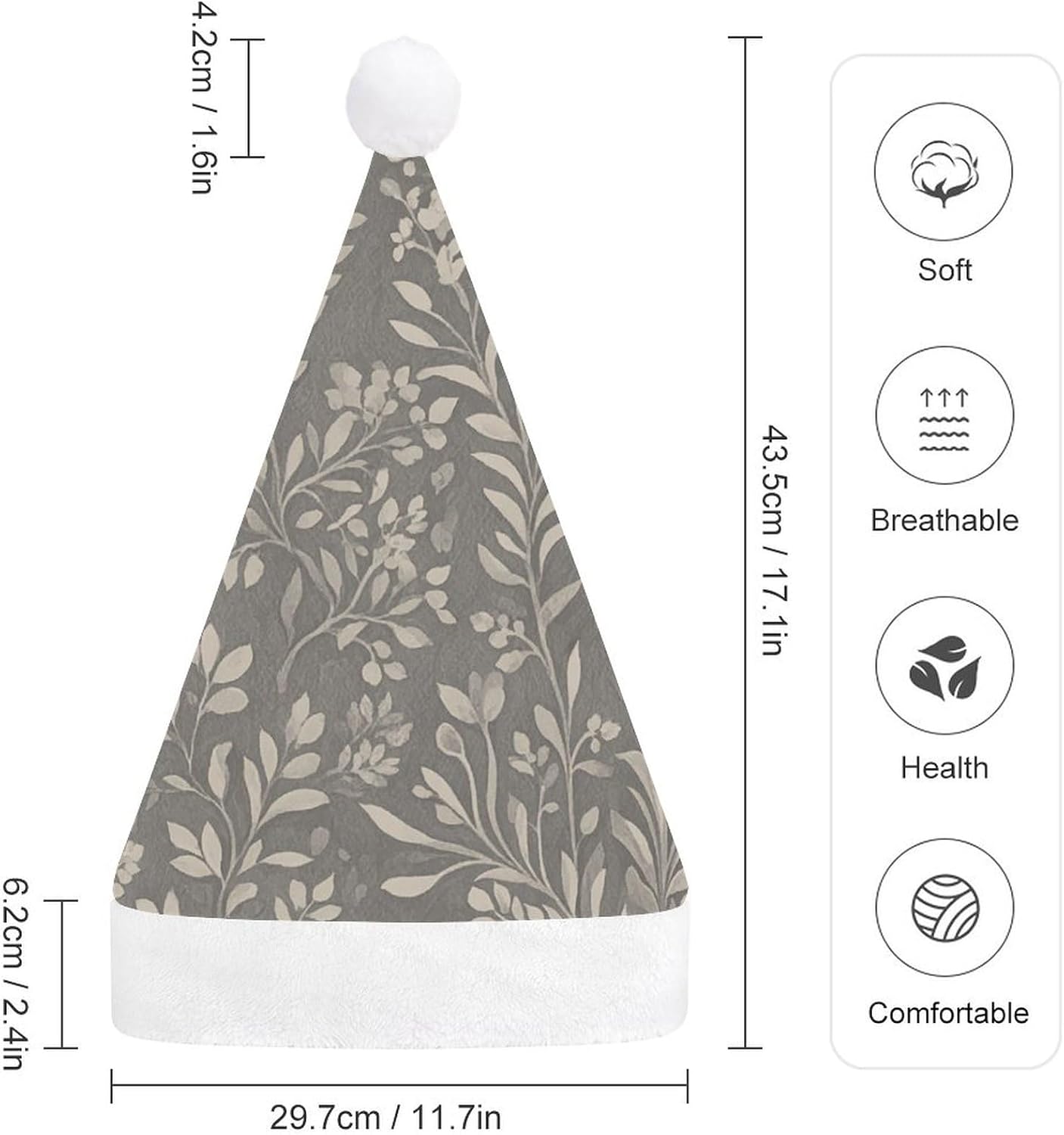 Santa Hat Soft Gray Christmas Party Hat Novelty Headwear