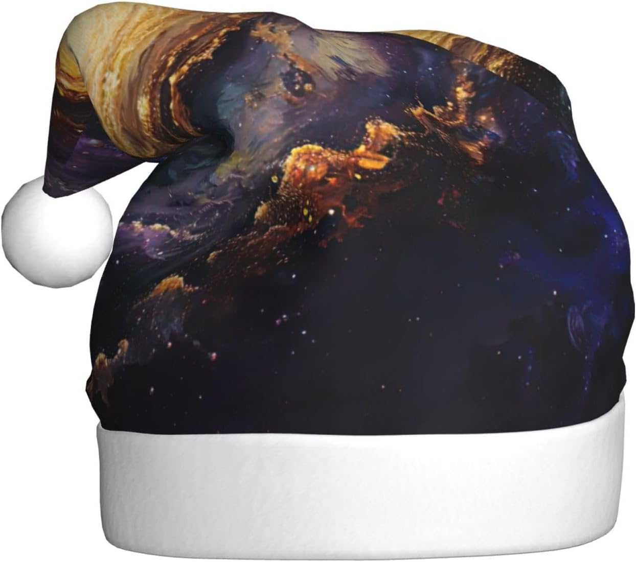 Galaxy Print Christmas Santa Hat Plush for Adults