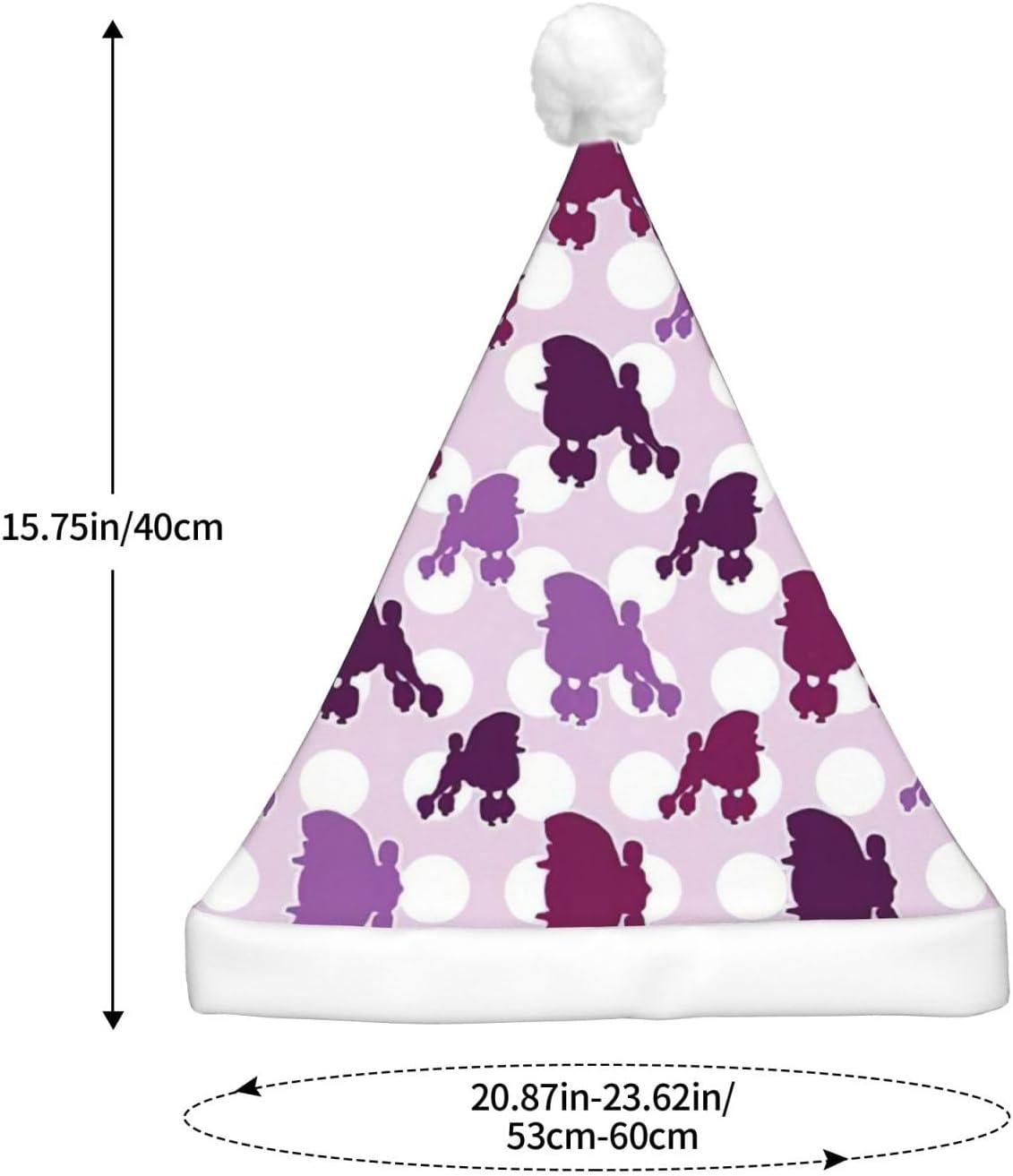 Purple Poodle Polka Dot Christmas Santa Hat for Adults