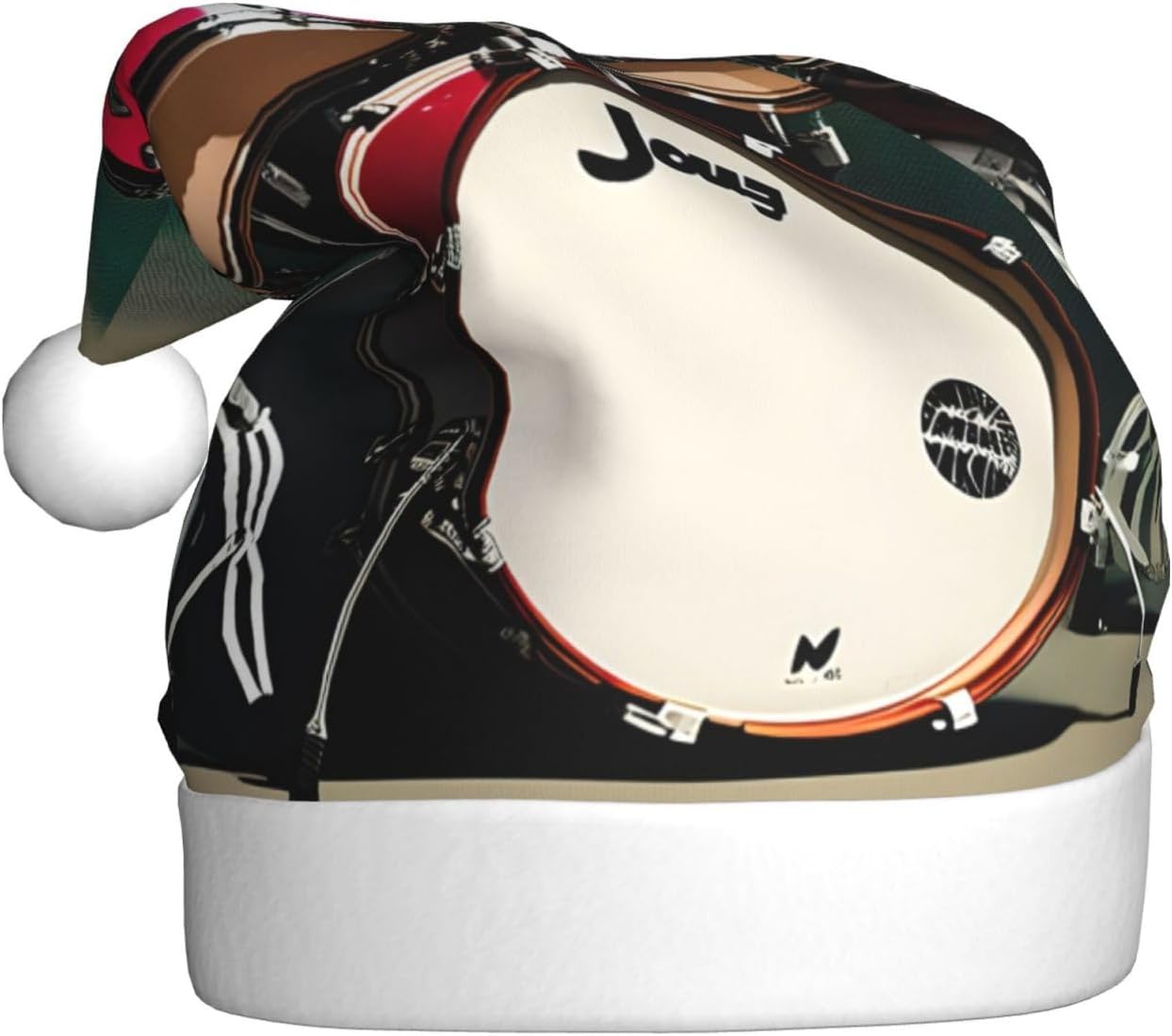 QINZHENG Personalized Santa Hat with Jazz Drum Print