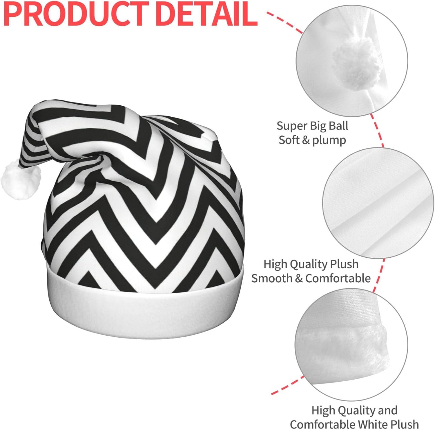 ZigZag Stripe Christmas Santa Hat Plush Light Up