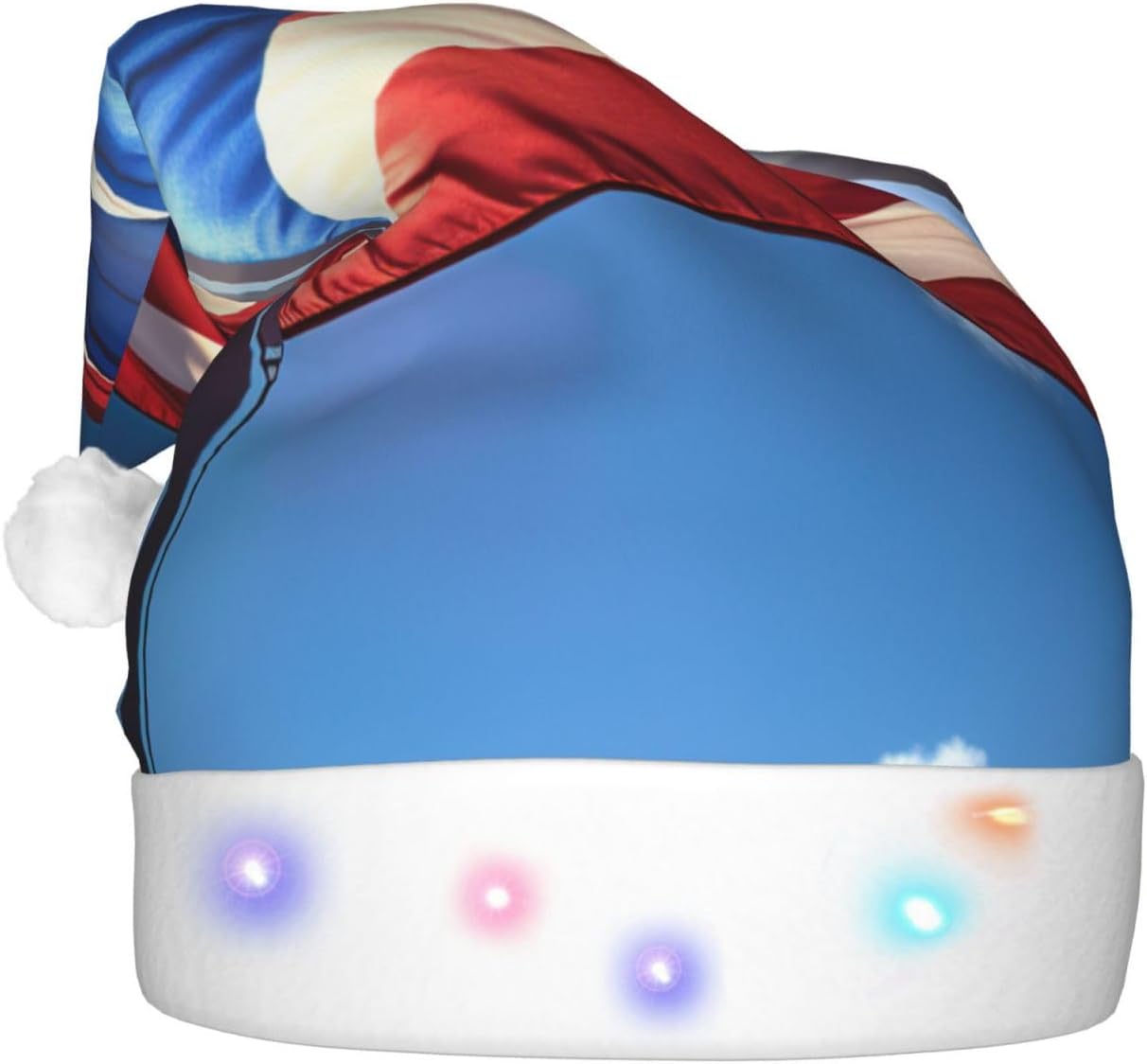 QINZHENG LED Christmas Santa Hat with PUERTO RICO Wallpaper Flag Print