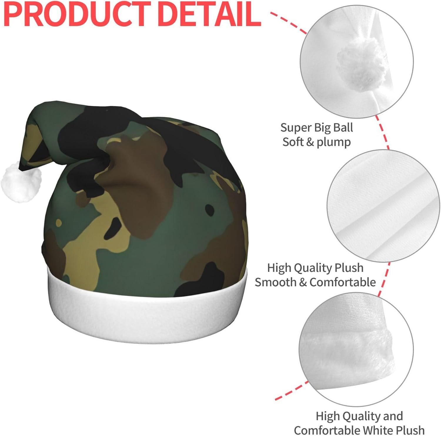 Camouflage Christmas Santa Hat with Light Up LED