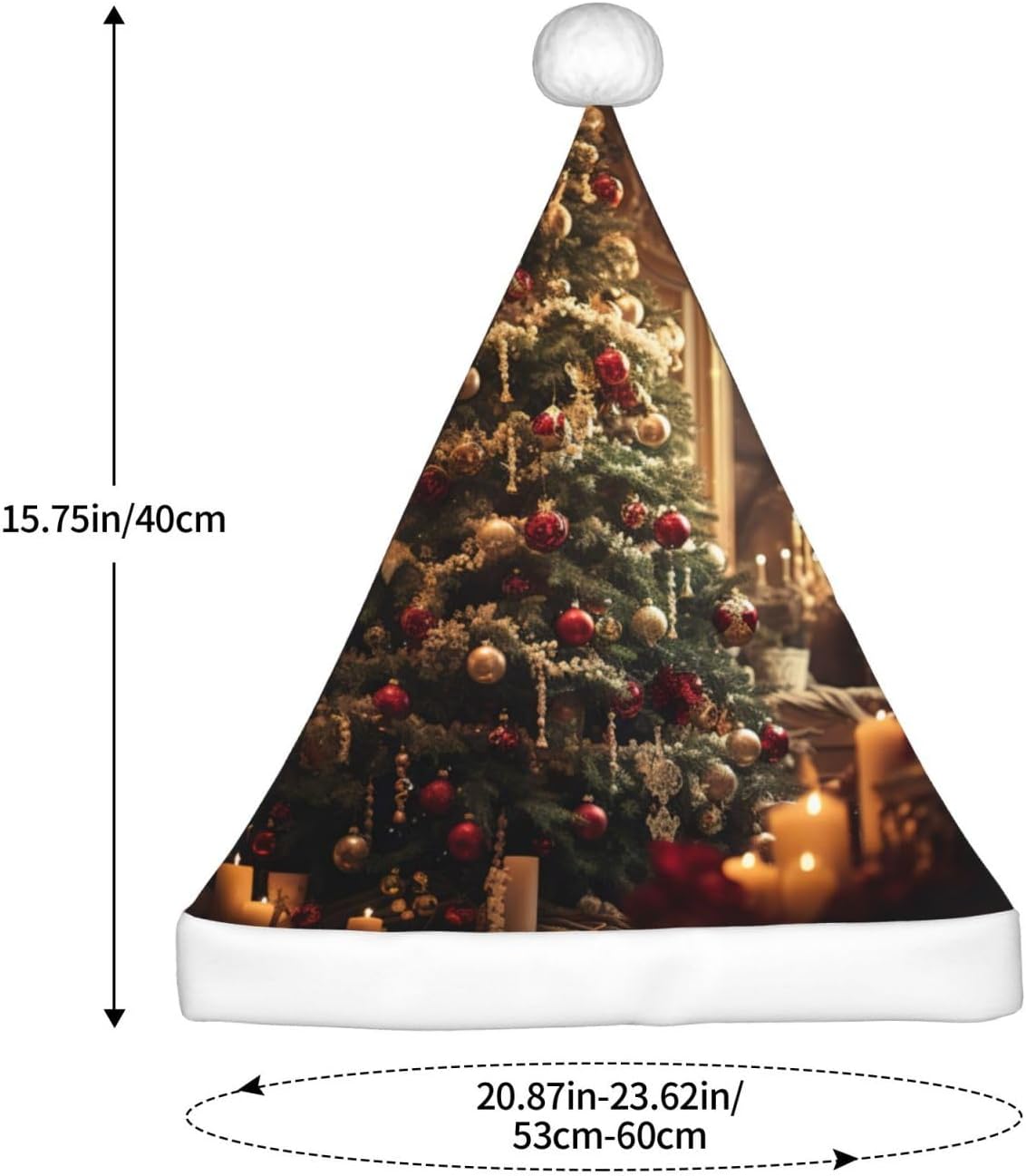 QINZHENG Personalized Santa Hat with Christmas Tree Print