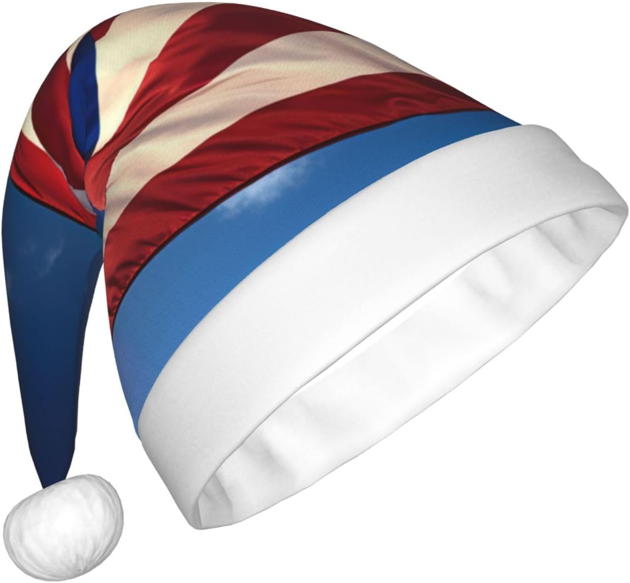 QINZHENG Personalized Santa Hat with Puerto Rico Wallpaper Flag Design
