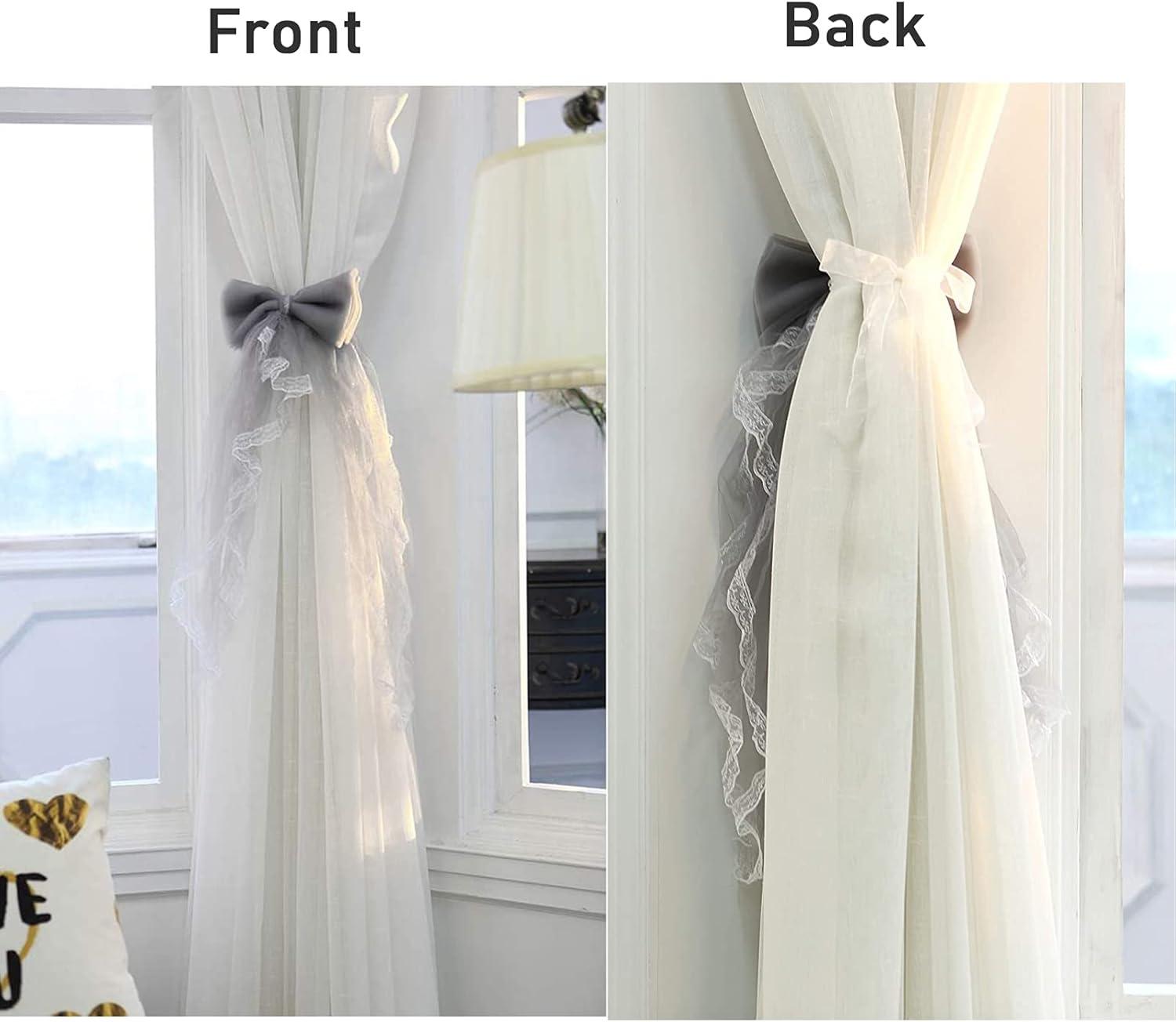 2 Pcs Gauze Curtain Tiebacks with Tassels