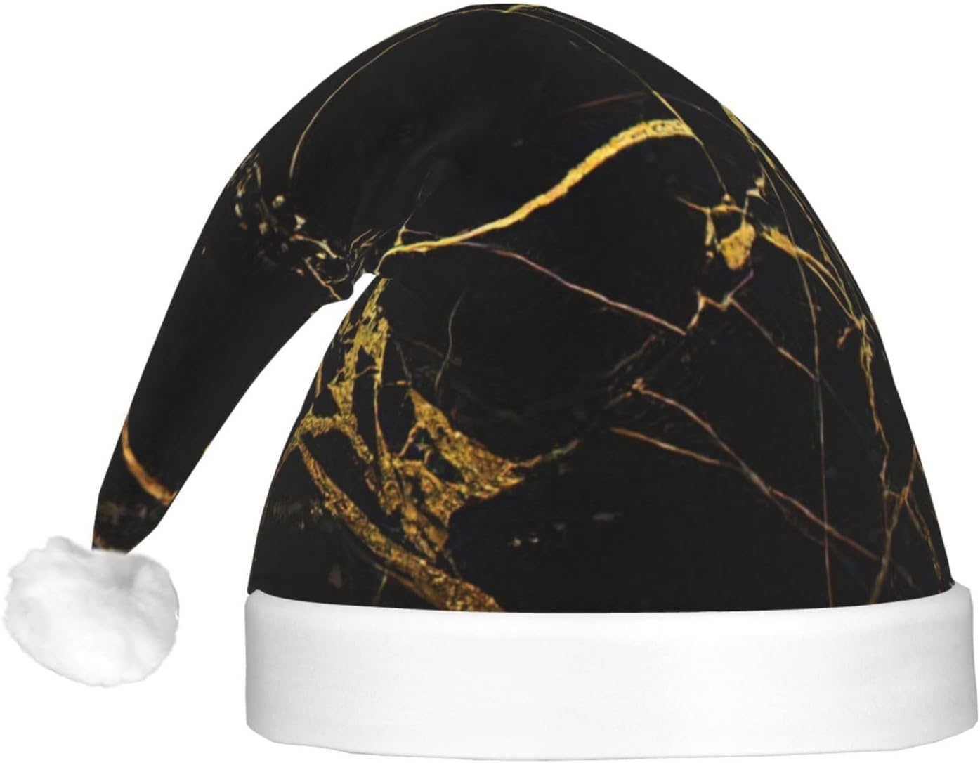 QINZHENG LED Black and Gold Santa Hat for Christmas Party