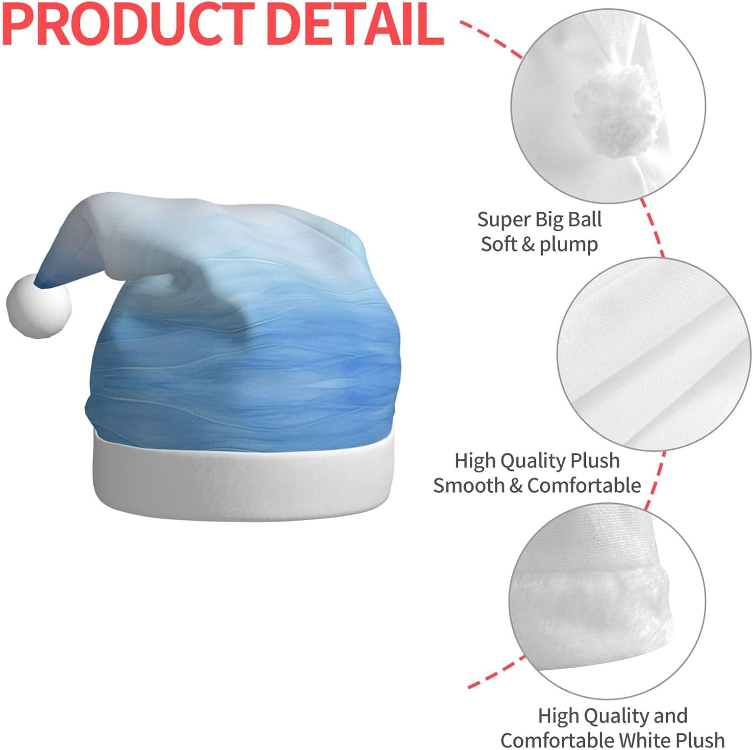 Ombre Textured Blue Christmas Santa Hat Plush Funny