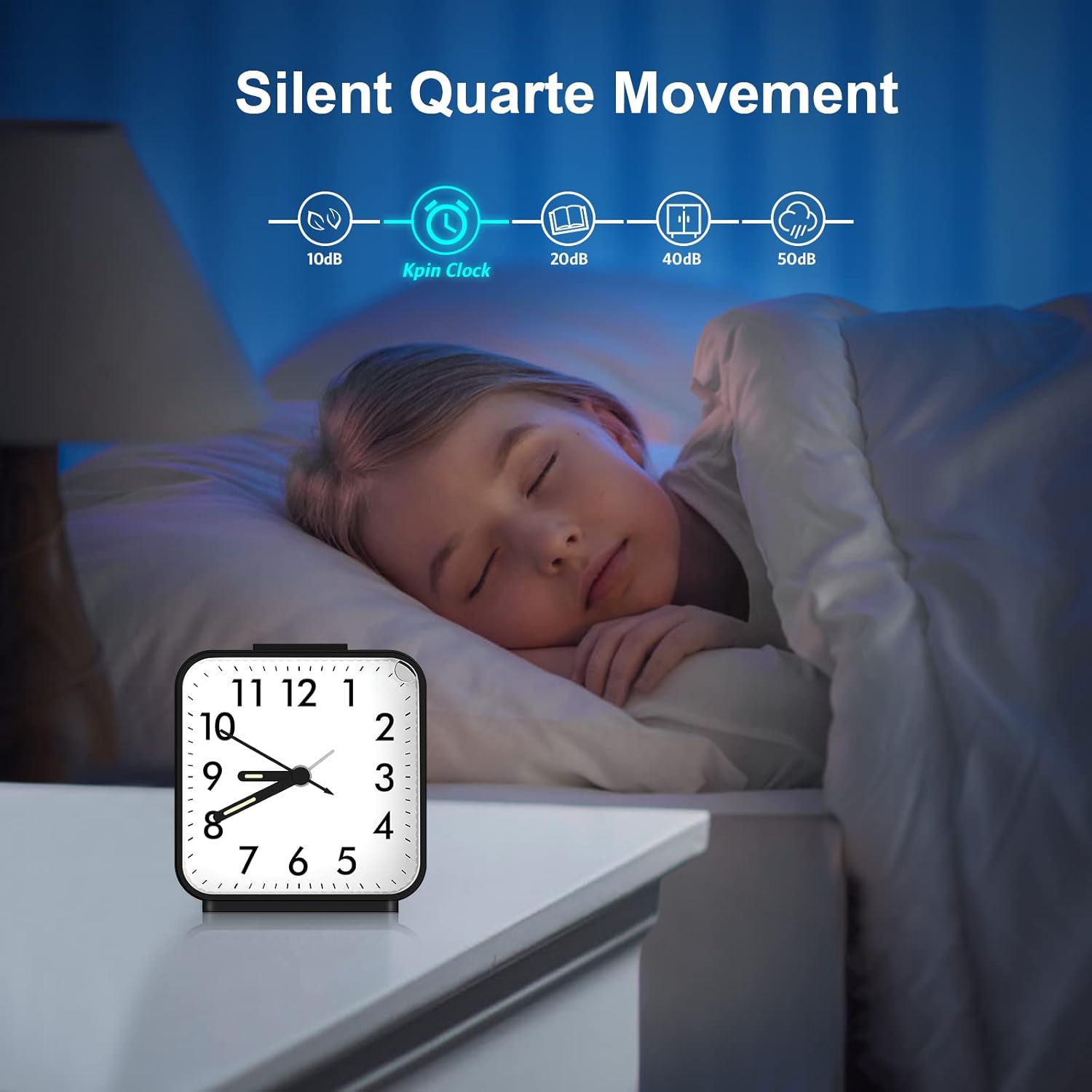 Ankilo Analog Alarm Clock with Night Light and Snooze Function