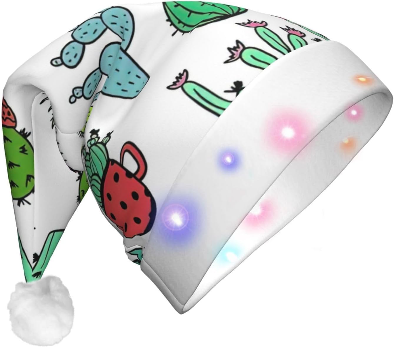 QinZheng LED Light Up Santa Hat Christmas Velvet Adult Headwear