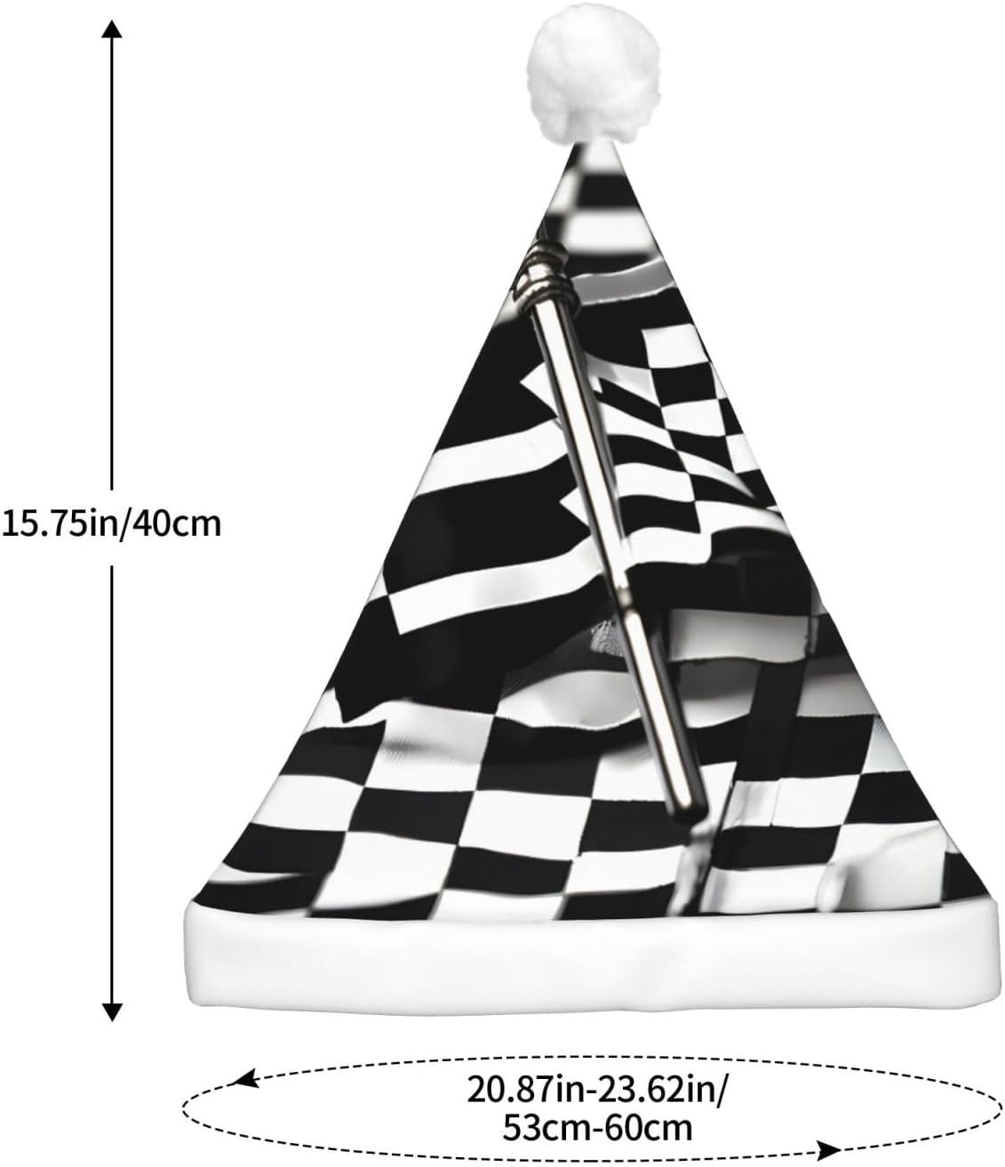 QinZheng LED Christmas Santa Hat with Checkered Flags Design