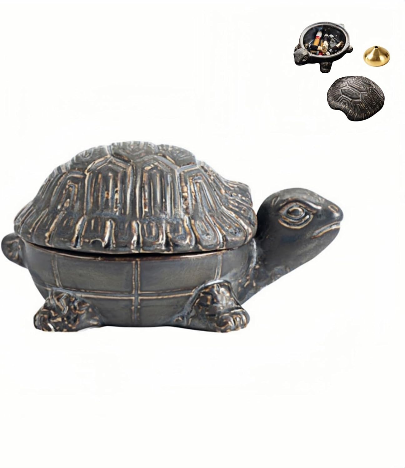 Turtle Ceramic Ashtray Sturdy Home Office Decor
