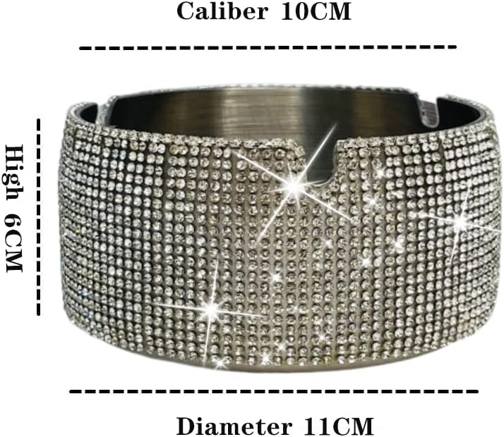 Silver Glitter Ashtray - Diamond Rhinestone Design
