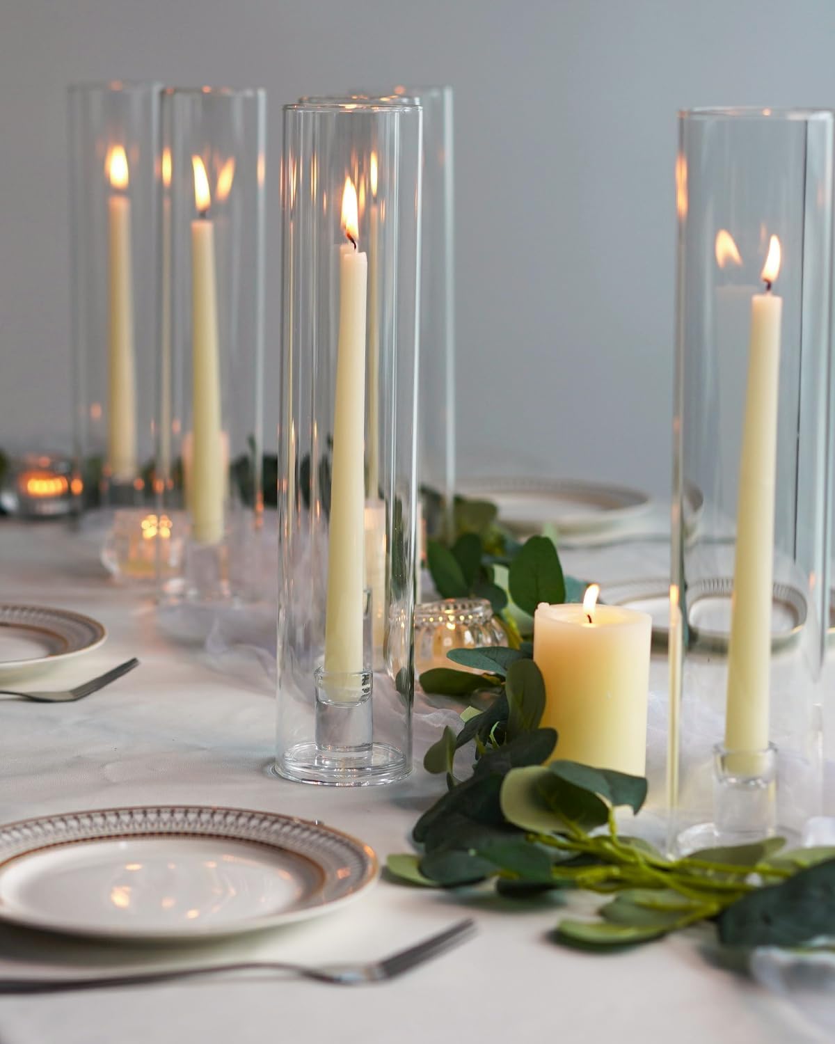 Willceka Glass Hurricane Candle Holder 6pcs 12 Inch