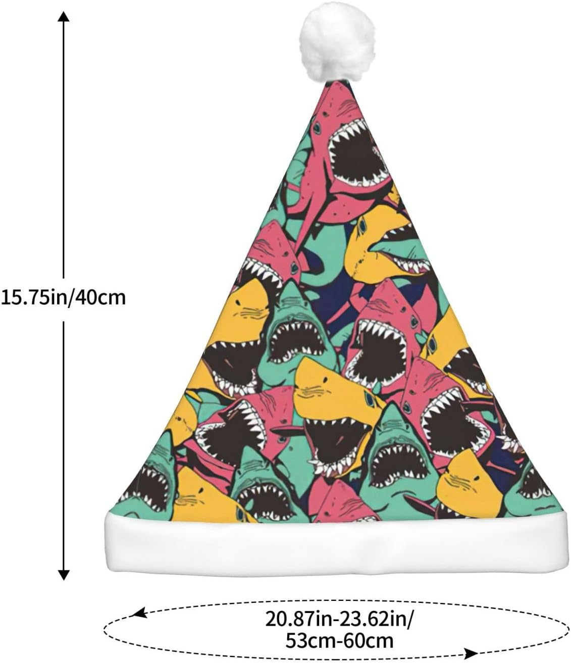 Shark Pattern Christmas Santa Plush Light Up Hat for Adults