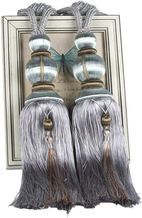 LDFWAY Curtain Tiebacks with Tassels 2 Pack Grey