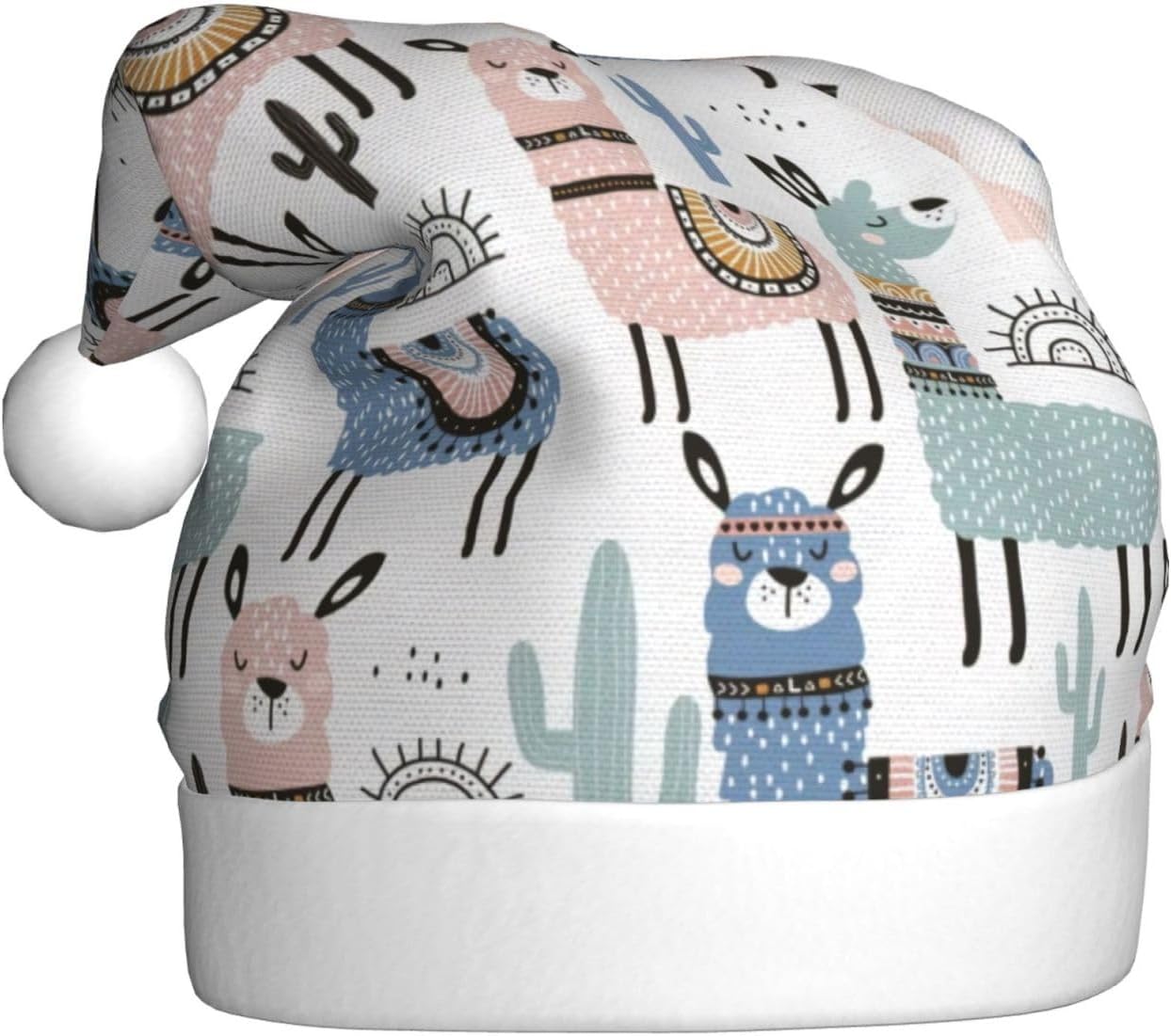 QINZHENG Llama Alpaca Cactus Print Santa Hat