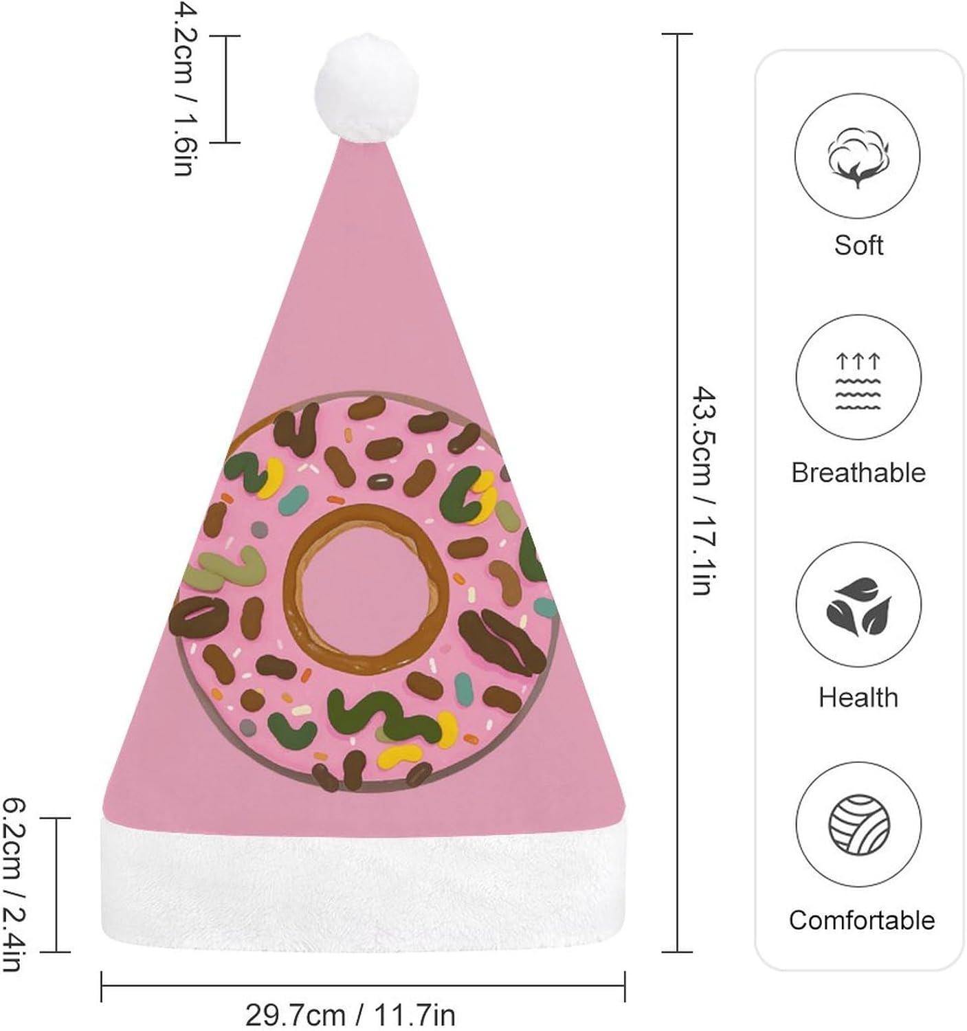 NWGHM Christmas Donut Santa Hat for Adults