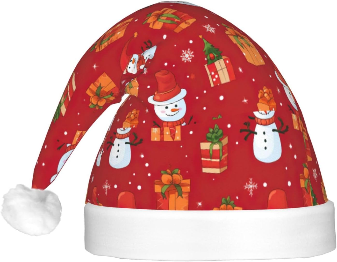 Xmas Gift Snowman Print Santa Hat Plush Light Up for Adult