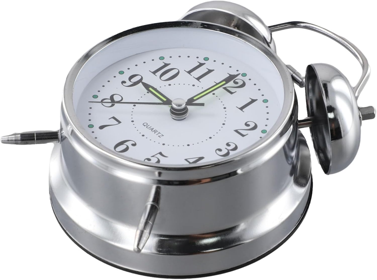 Traditional Double Bell Alarm Clock with Luminous Hands and Chrome Finish