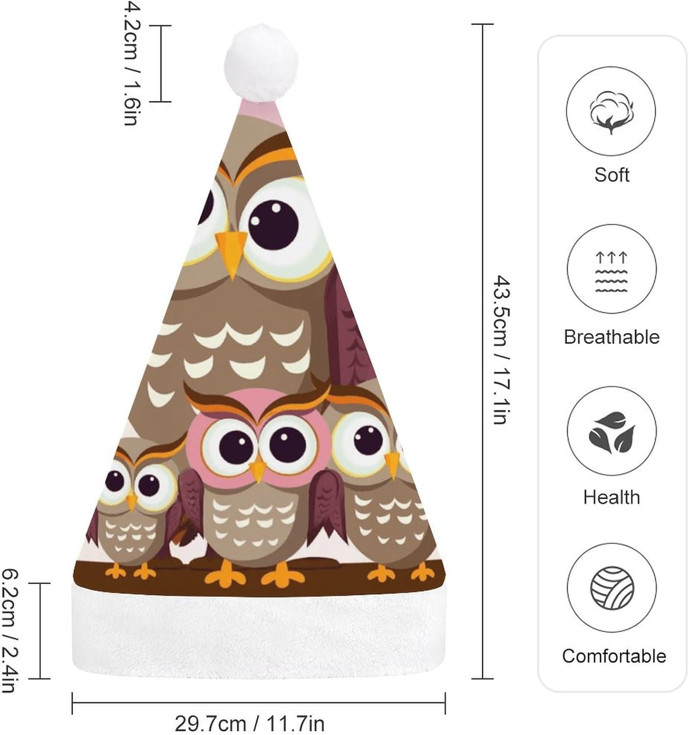 Santa Hat Owls Christmas Party Headwear for Adults