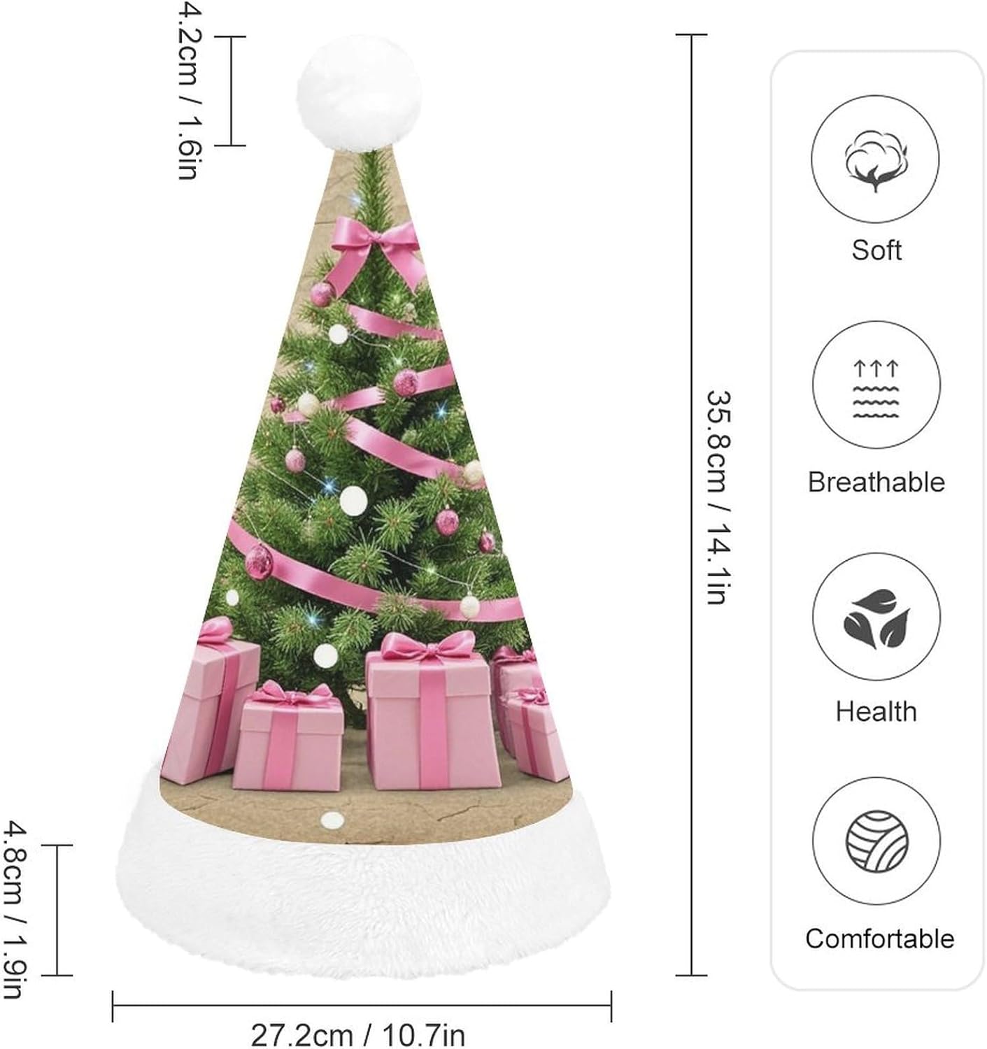 Pink Santa Hat Christmas Party Headwear for Adults