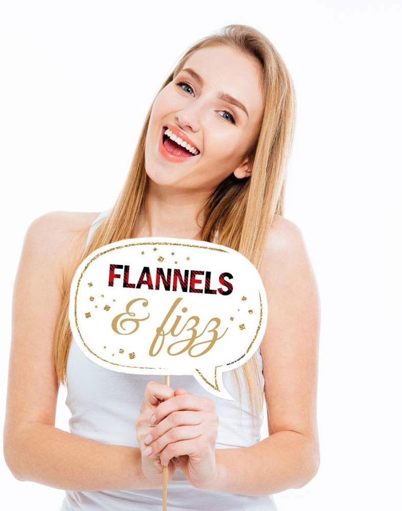Funny Flannel Fling Before The Ring Photo Booth Props Kit - 10 Piece