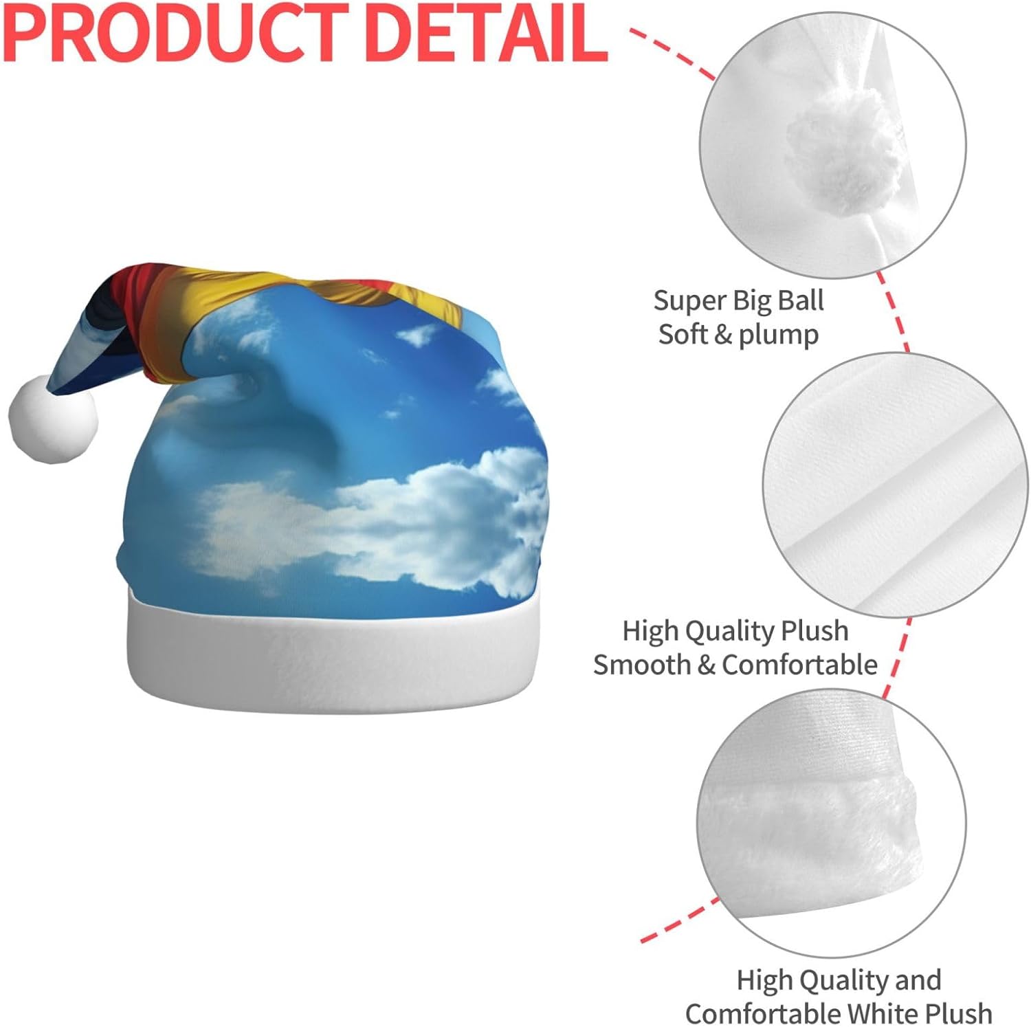 Germany Flag Print Christmas Santa Hat Plush for Adults