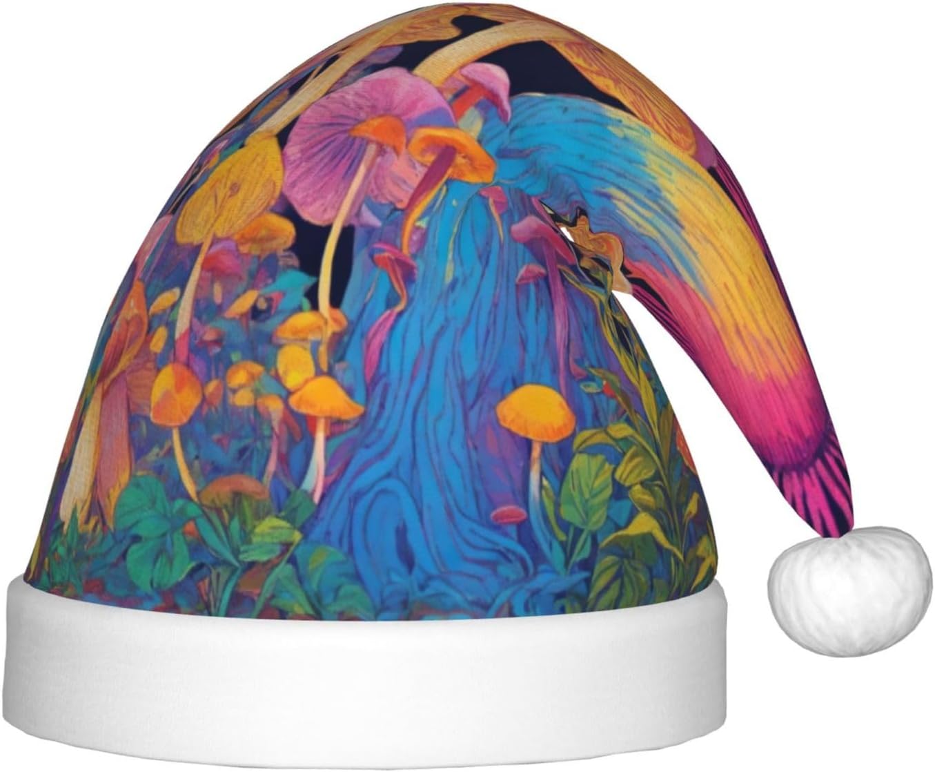 Mushroom Print Christmas Santa Hat Small Size