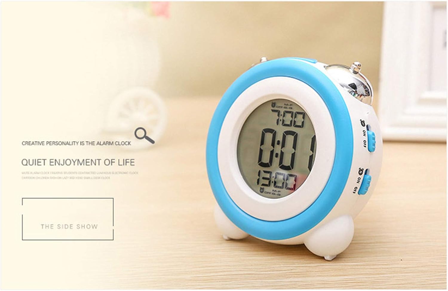 SweetMmj Mechanical Double Bell Alarm Clock with 4-in-1 Display